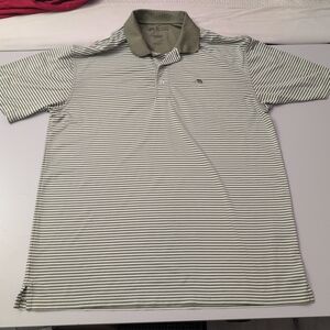 Men's Striped Polo Shirt - Green and White